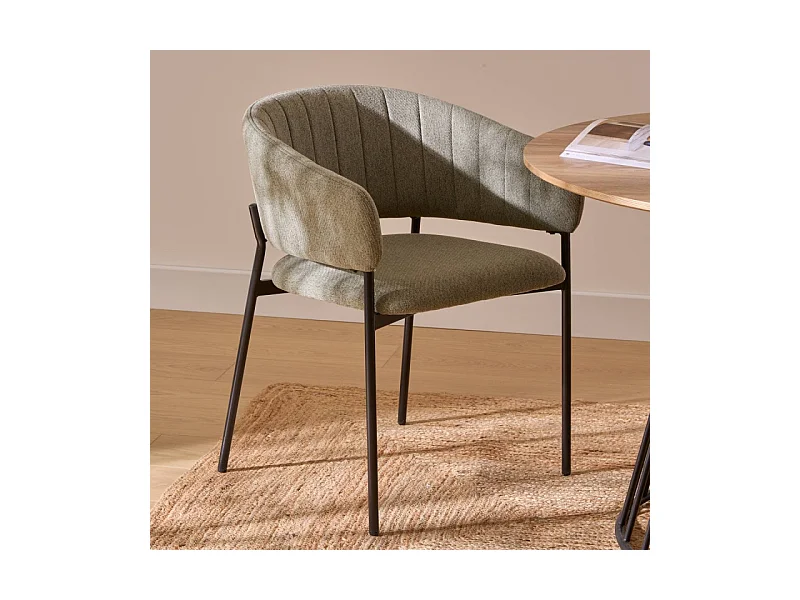 Fauteuil repas tissu vert cèdre Solea Atmosphera