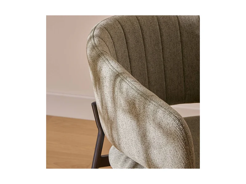 Fauteuil repas tissu vert cèdre Solea Atmosphera