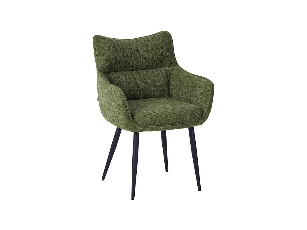 Fauteuil repas Lucas tissu vert pieds métal