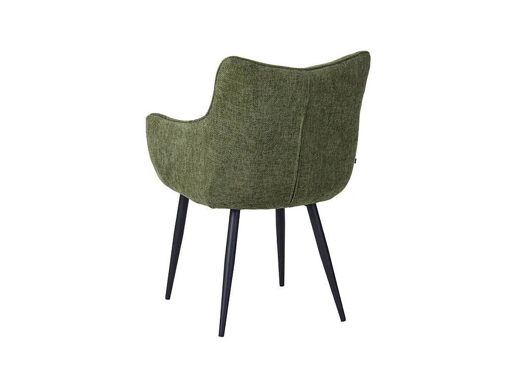 Fauteuil repas Lucas tissu vert pieds métal