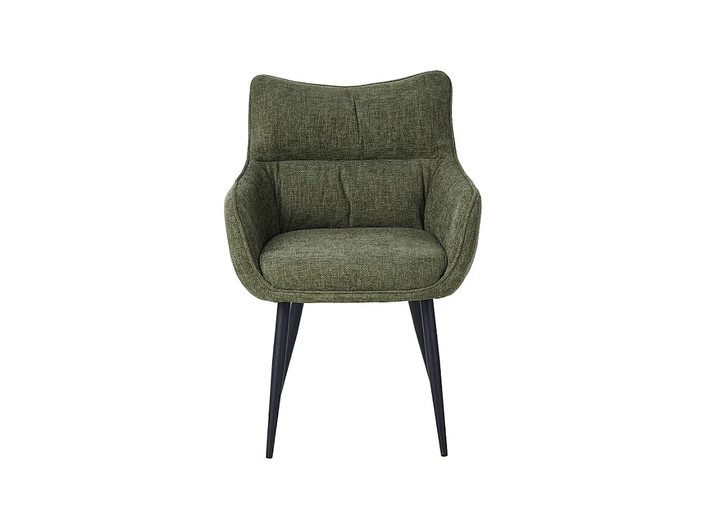 Fauteuil repas Lucas tissu vert pieds métal