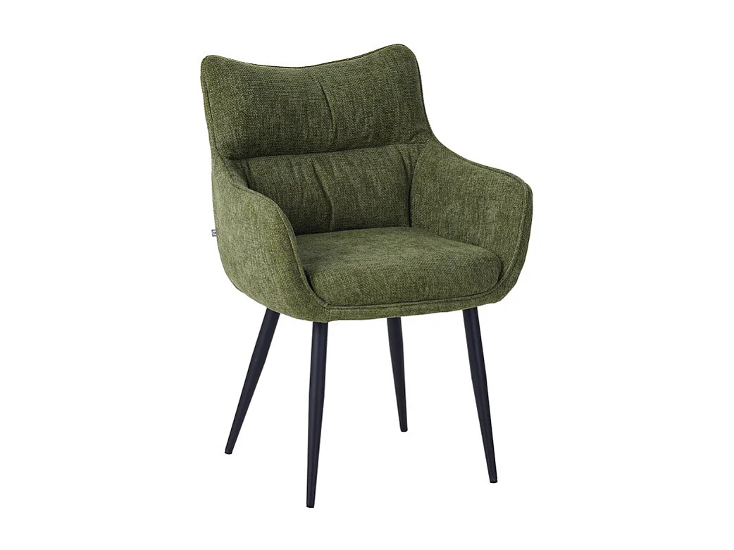 Fauteuil repas Lucas tissu vert pieds métal