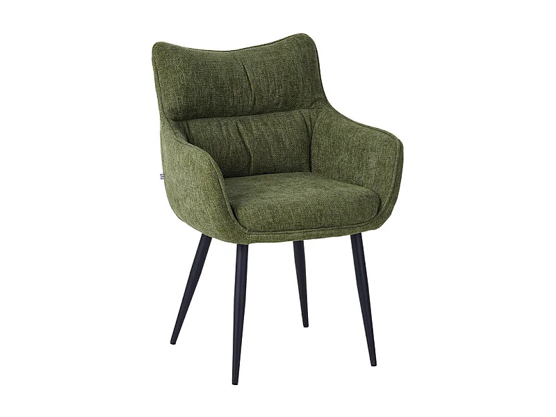 Fauteuil repas Lucas tissu vert pieds métal