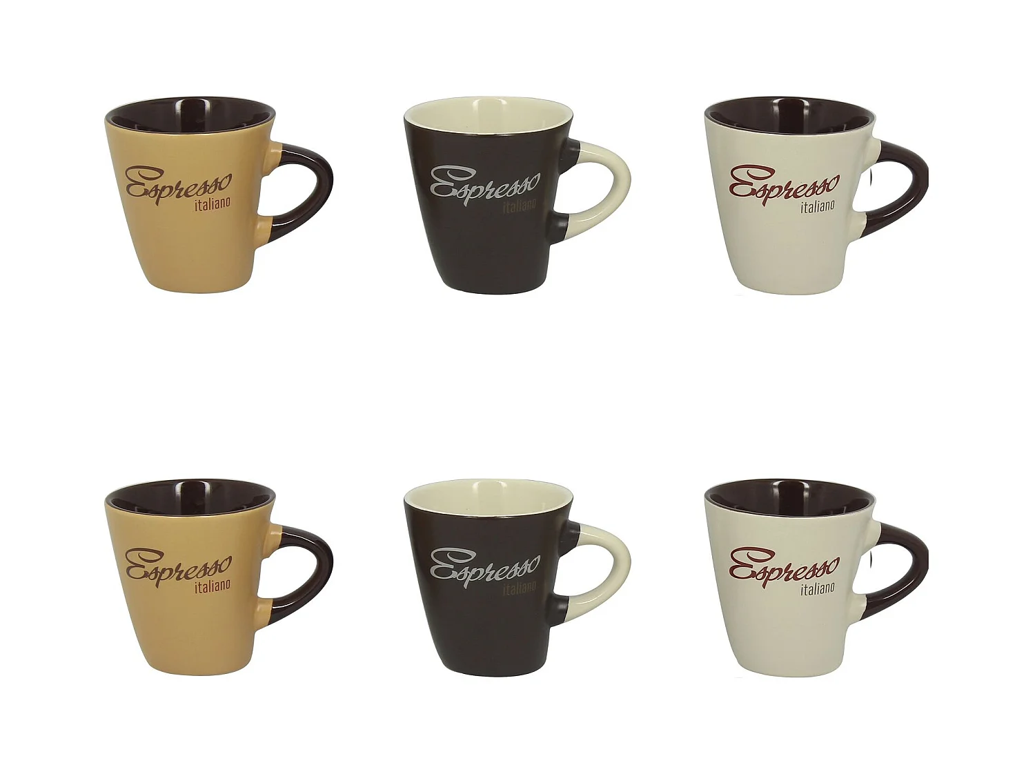 Novastyl - Lot 6 Tasses Expresso Italiano 15cl En Gres 3 Couleurs Assorties