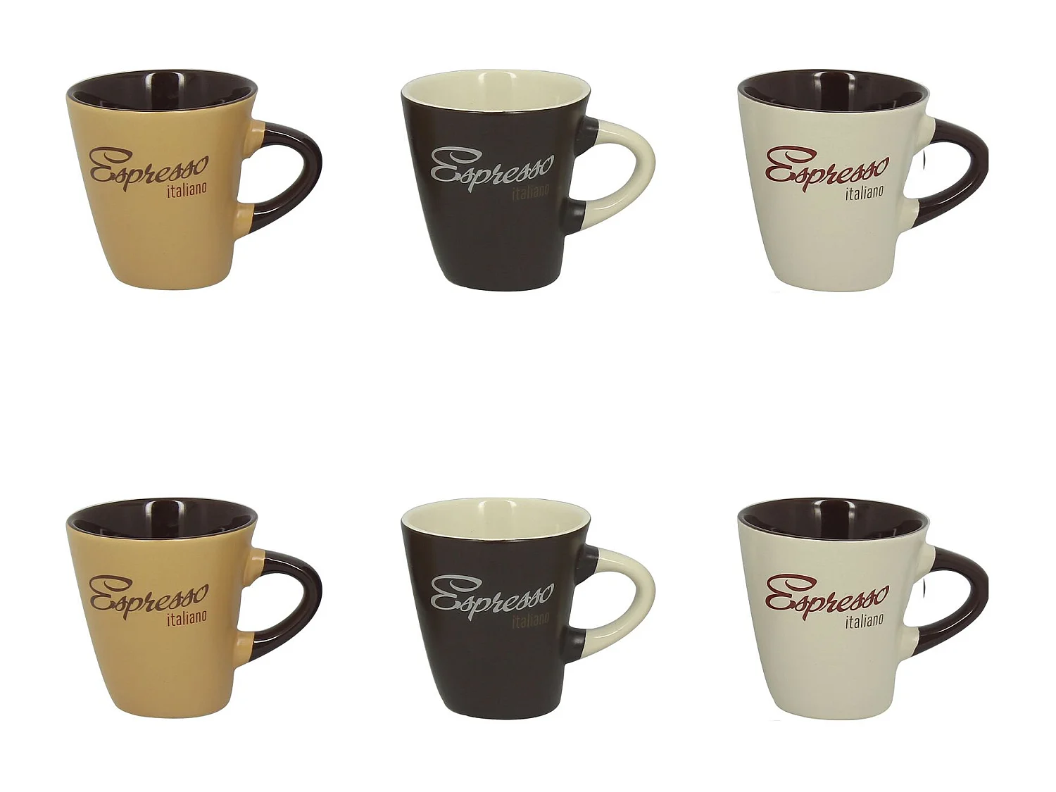 Novastyl - Lot 6 Tasses Expresso Italiano 15cl En Gres 3 Couleurs Assorties