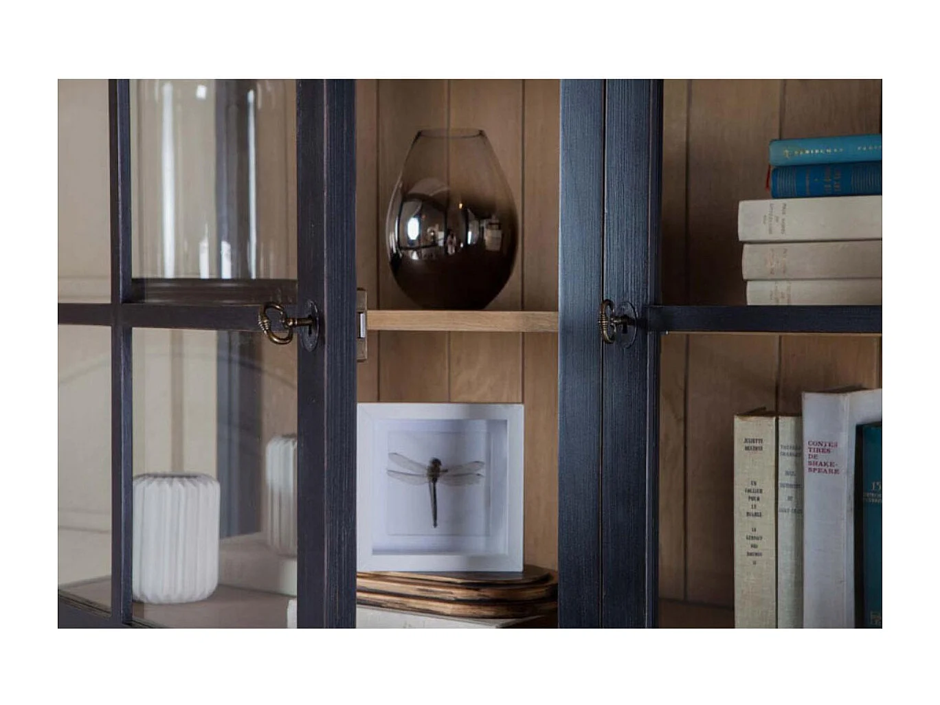 Caisson noir portes vitrées Bois Noir - Manoir Interior's