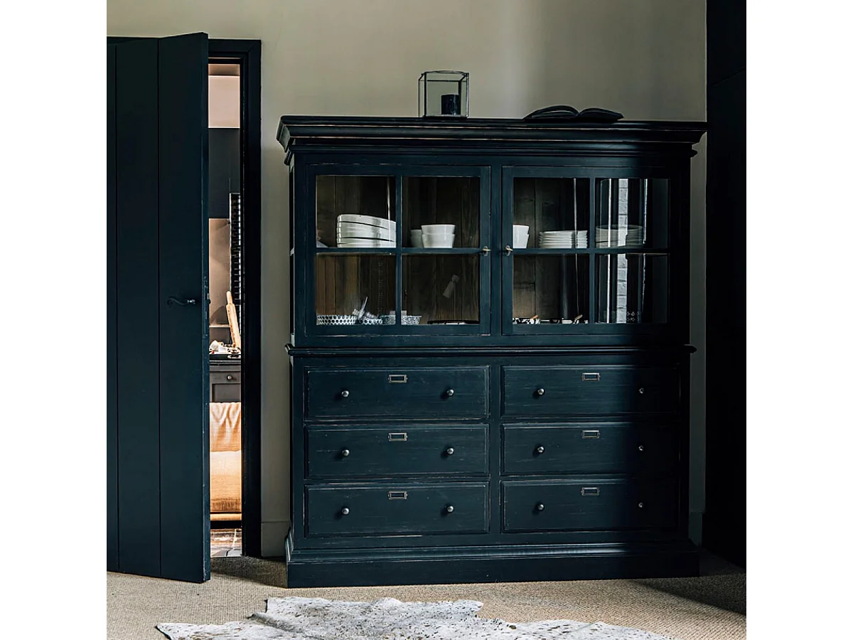 Caisson noir portes vitrées Bois Noir - Manoir Interior's