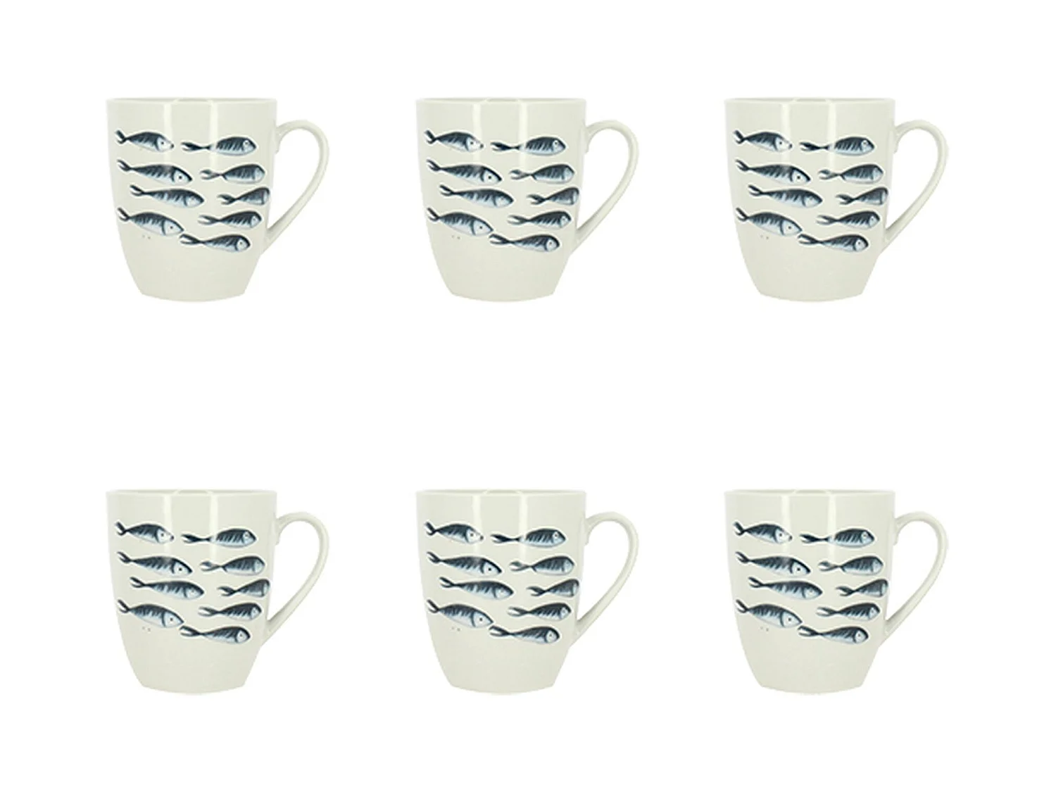 Novastyl - Lot 6 Mugs Pescare 36cl En Porcelaine Blanche