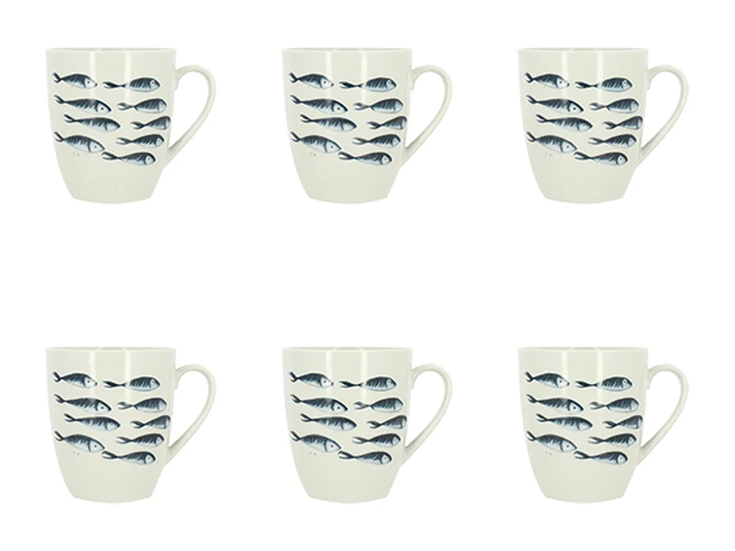 Novastyl - Lot 6 Mugs Pescare 36cl En Porcelaine Blanche