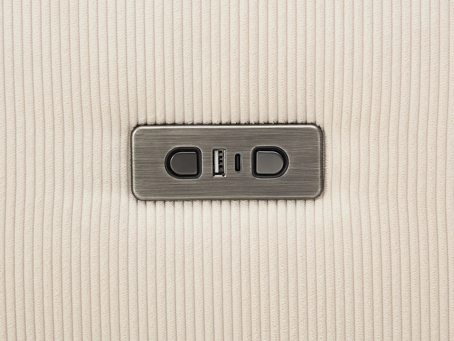 Canapé 4 places avec assise coulissante électrique en velours côtelé fines côtes beige PASTARO