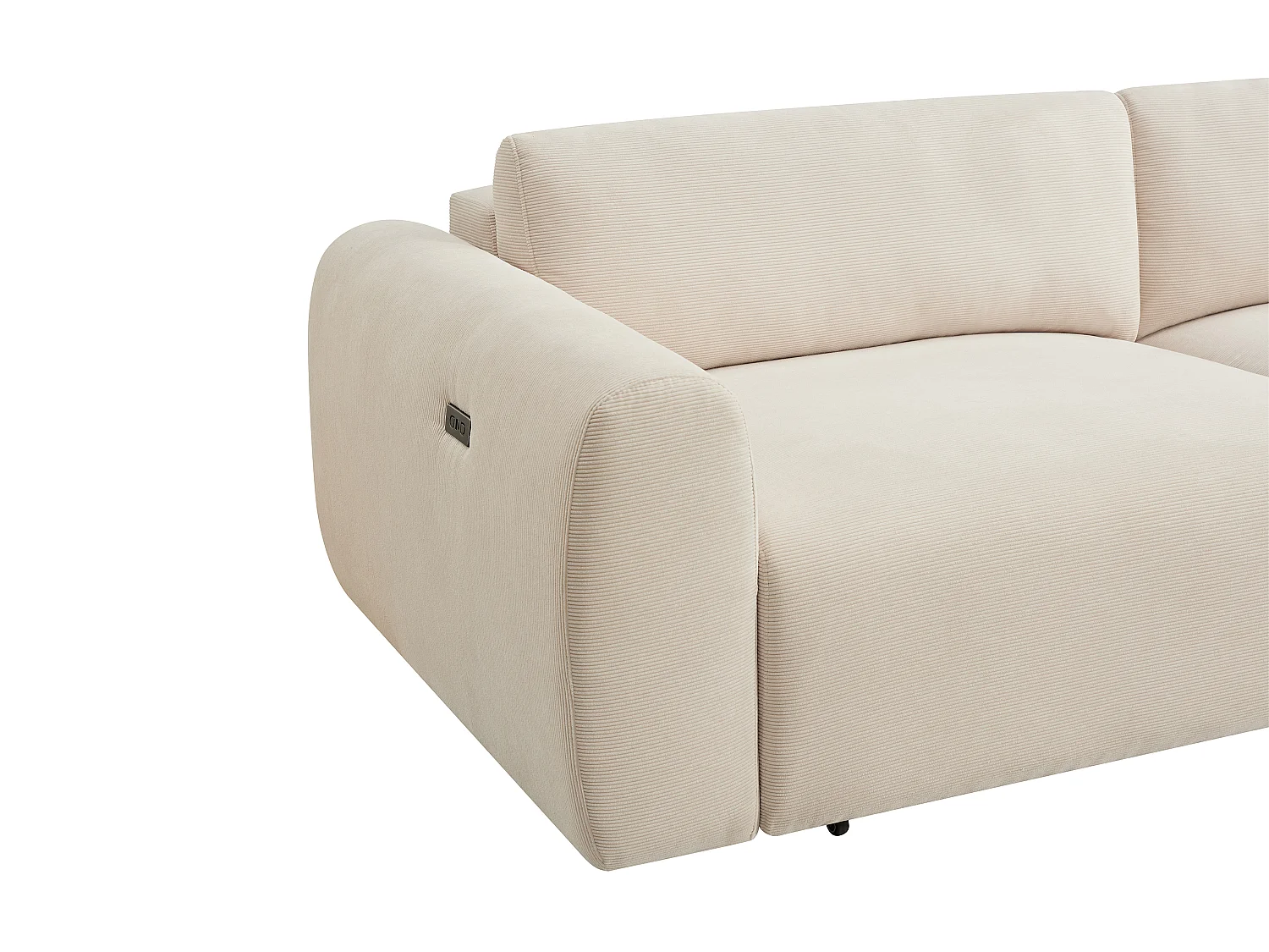 Canapé 4 places avec assise coulissante électrique en velours côtelé fines côtes beige PASTARO