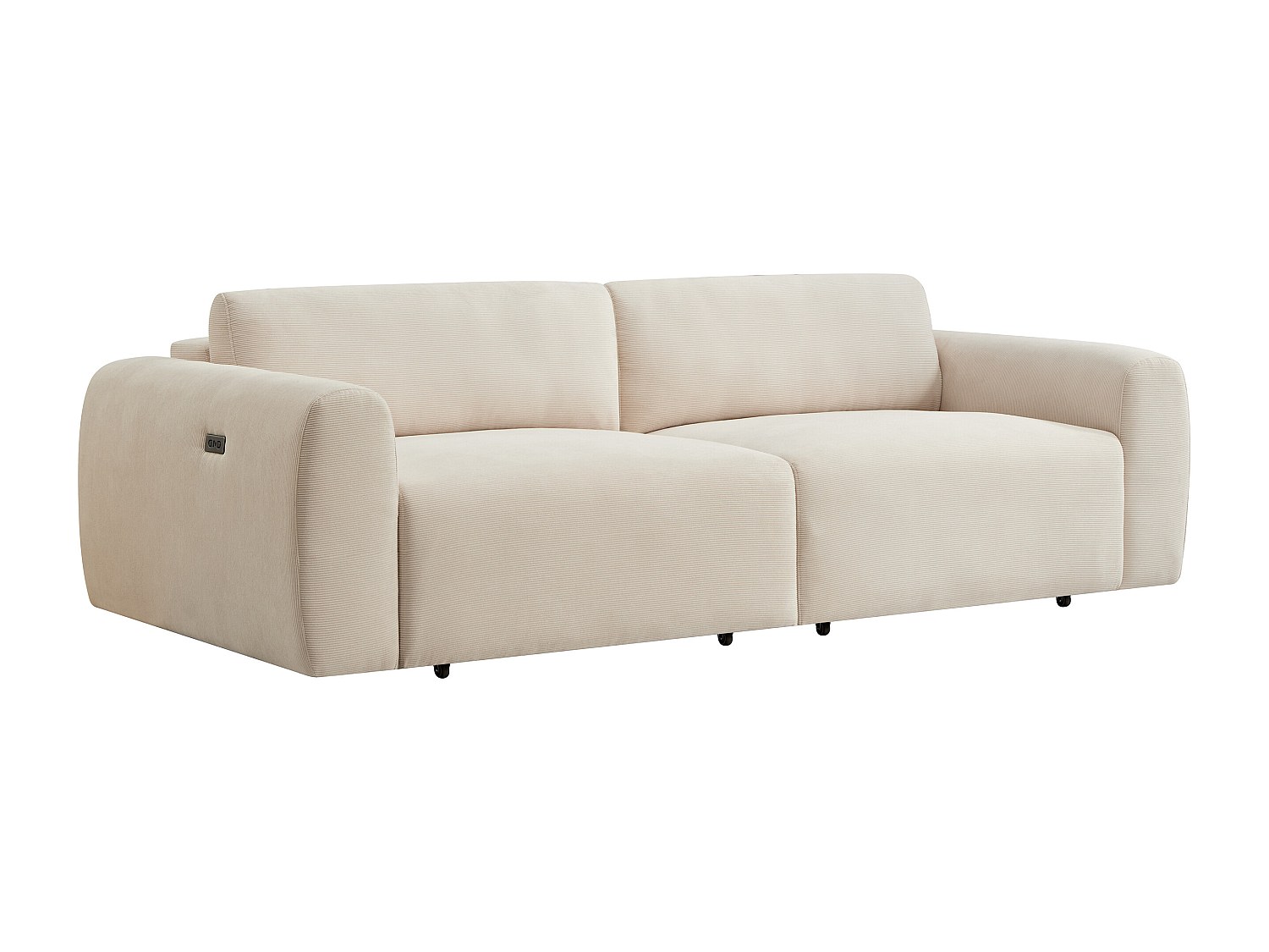 Sofa 4-Sitzer mit elektrisch ausziehbarer Sitzfläche – Feincord-Samt Beige günstig online kaufen