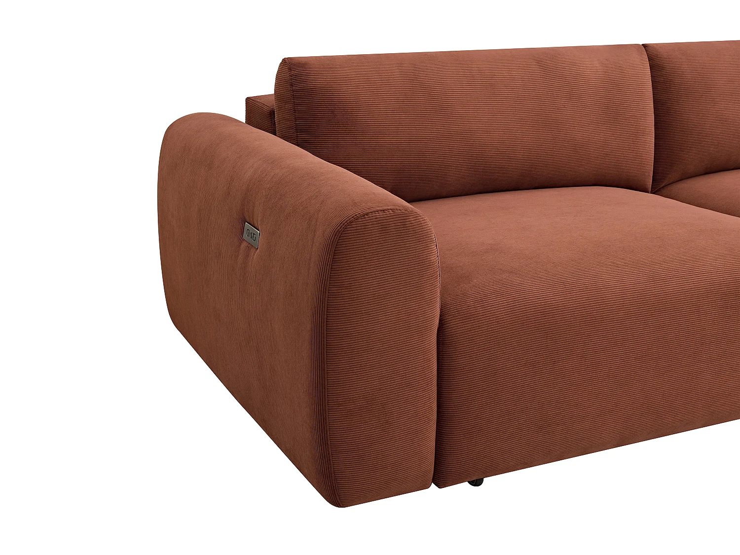 Canapé 4 places avec assise coulissante électrique en velours côtelé fines côtes terracotta PASTARO