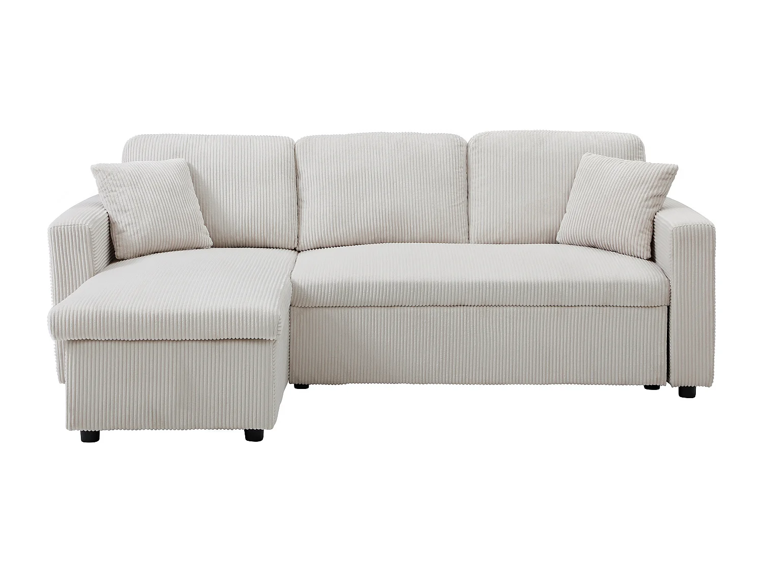 Canapé d'angle convertible et réversible en velours côtelé beige GAZUR