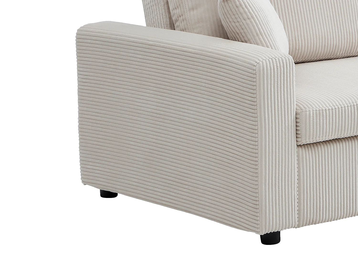 Canapé 3 places convertible en velours côtelé beige INIZOR