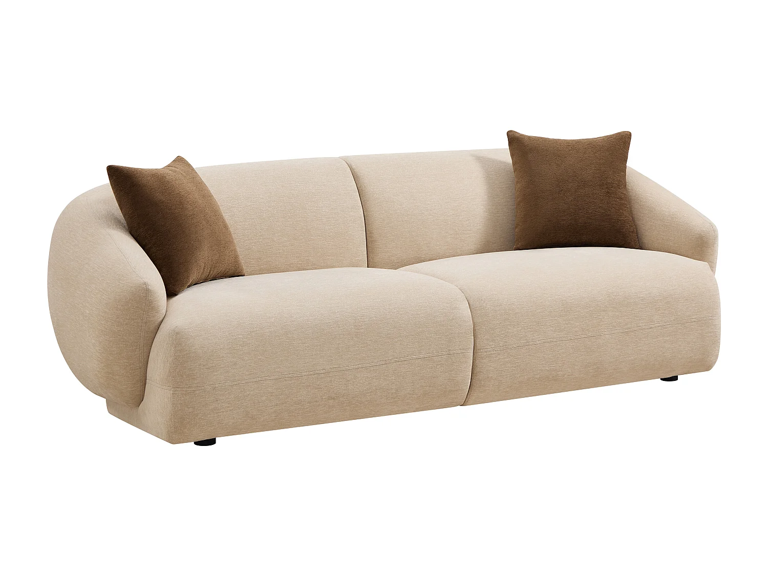 Canapé 3 places en tissu texturé beige MIBASTO