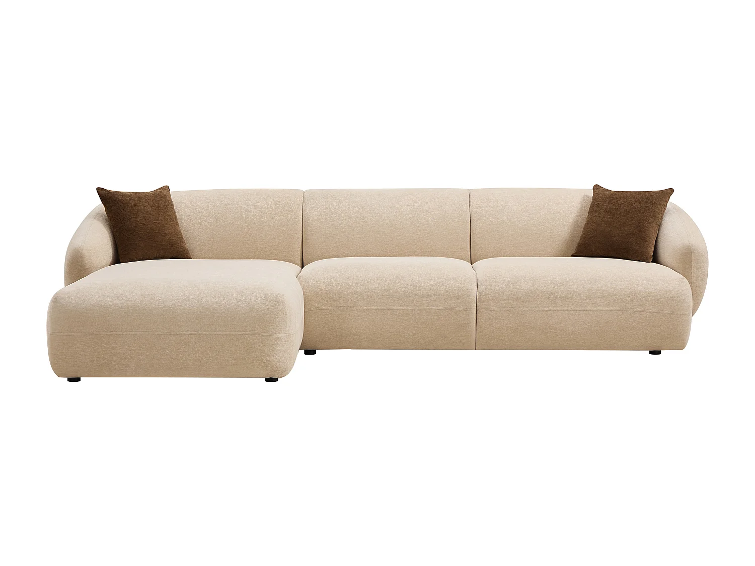 Canapé d'angle gauche en tissu texturé beige MIBASTO