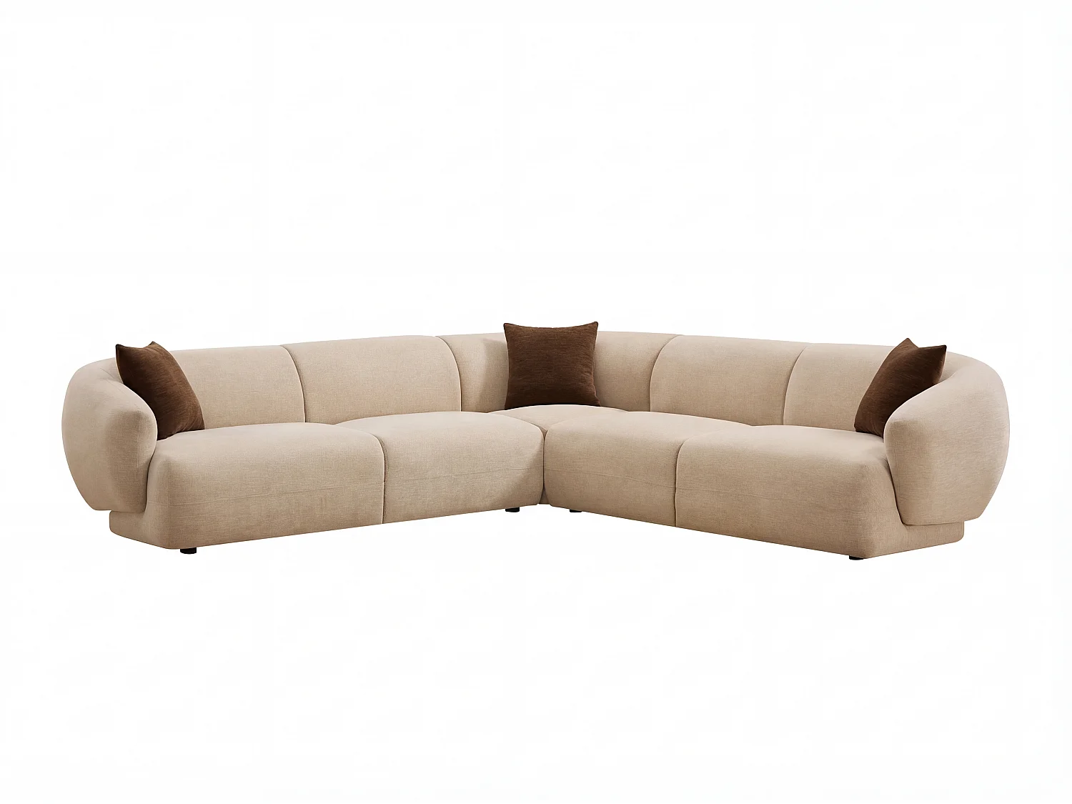 Canapé d'angle réversible en tissu texturé beige MIBASTO