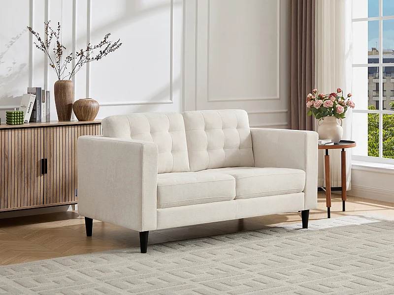 Canapé 2 places en tissu beige DIBALU