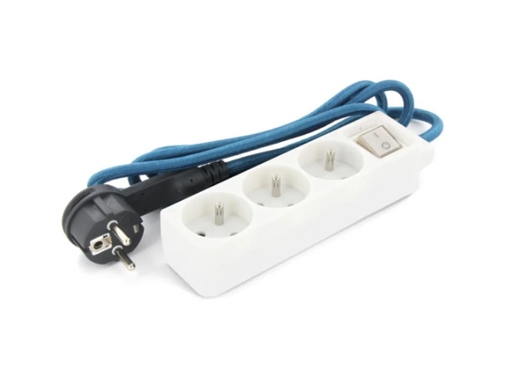 Mini multiprise 3x16A fiche plate - Bleu - Chacon