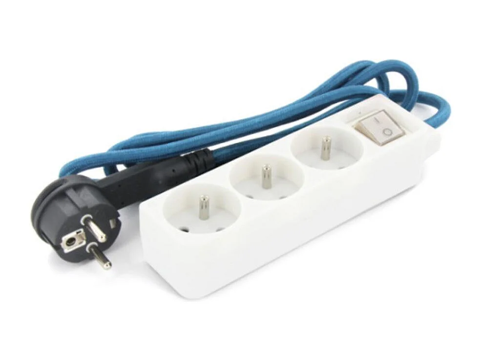 Mini multiprise 3x16A fiche plate - Bleu - Chacon