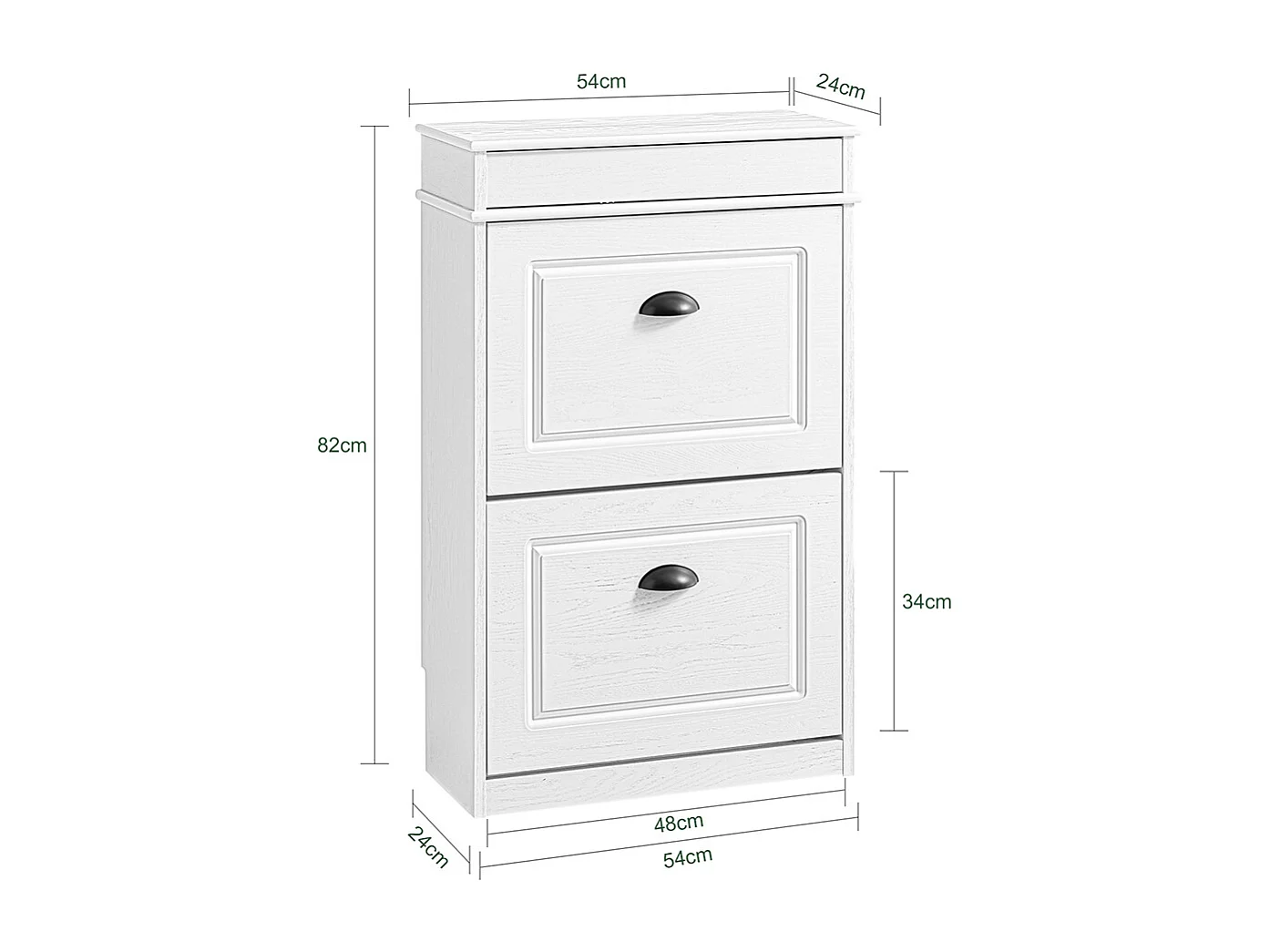 SoBuy Wąska szafka na buty oszczędzająca miejsce z 2 składanymi drzwiami nowoczesna biały efekt postarzanego drewna 54x24x82cm