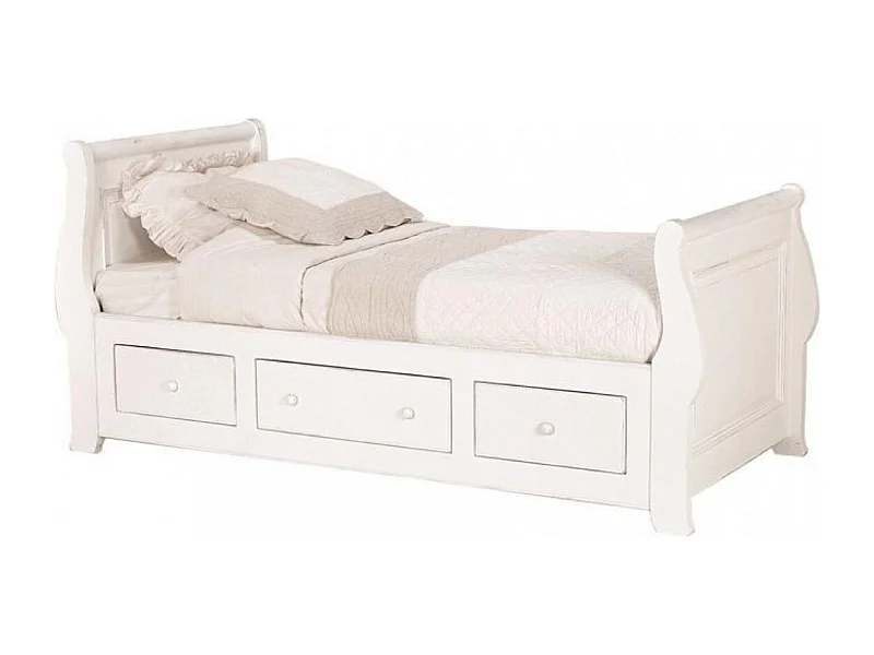 Lit bateau enfant à tiroirs Bois Blanc - Harmonie Interior's