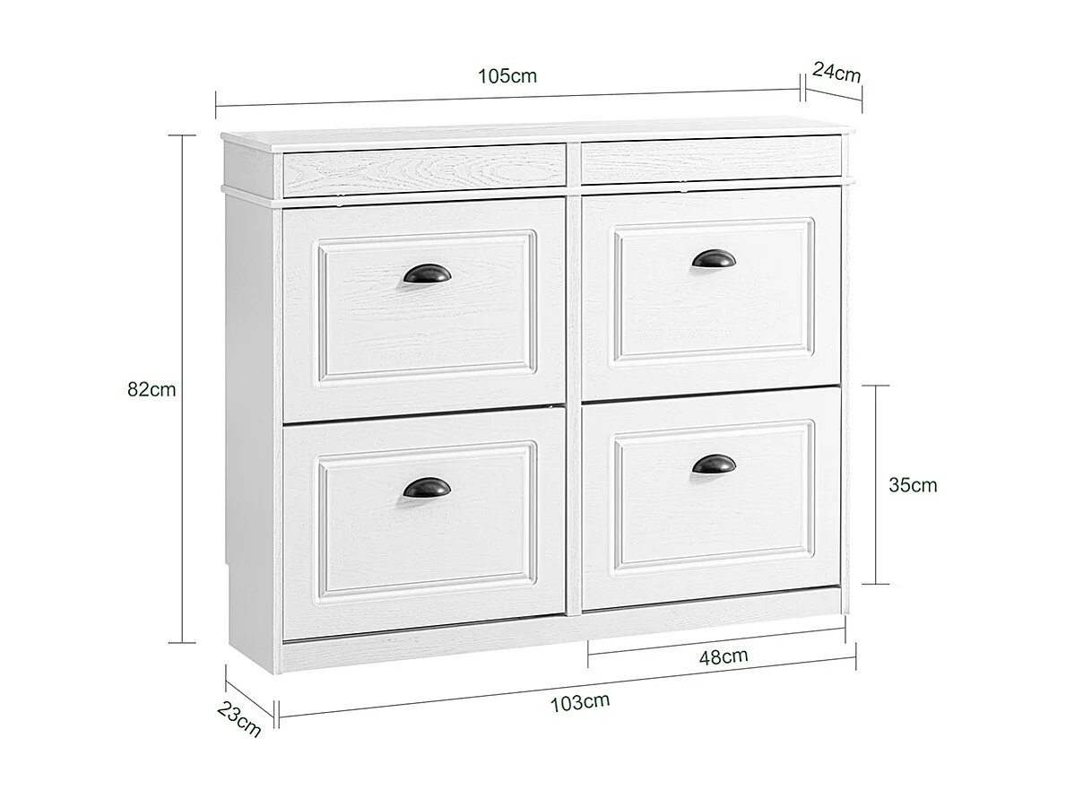 SoBuy Armoire à chaussures mince peu encombrante pour entrée couloir chambre effet bois vieilli blanc 103x23x82cm