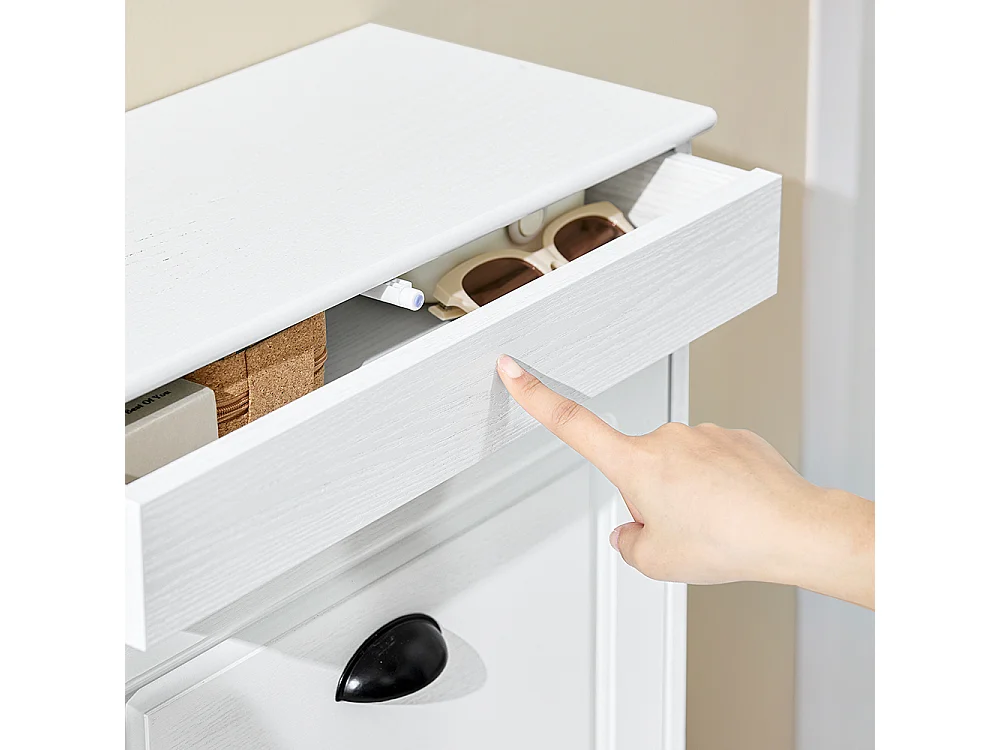 SoBuy Armoire à chaussures mince peu encombrante pour entrée couloir chambre effet bois vieilli blanc 103x23x82cm