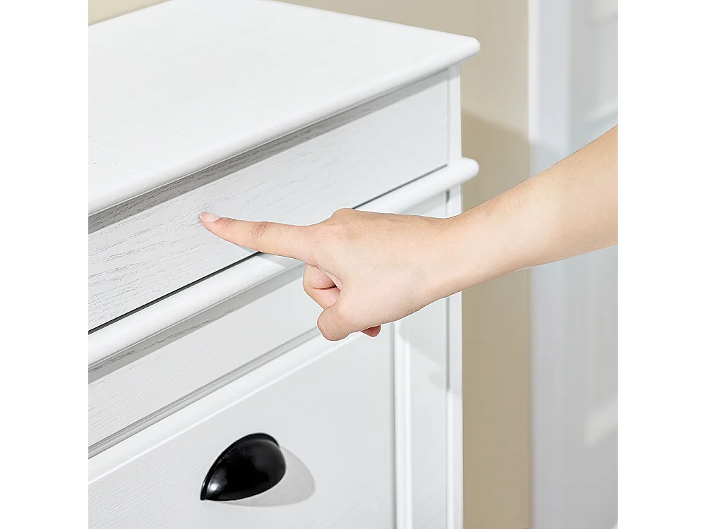 SoBuy Armoire à chaussures mince peu encombrante pour entrée couloir chambre effet bois vieilli blanc 103x23x82cm