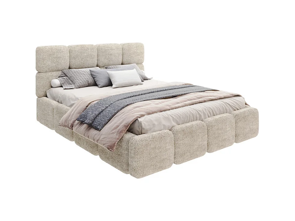 Lit coffre Delicato 160 x 200 cm avec sommier à lattes relevable Beige Foncé