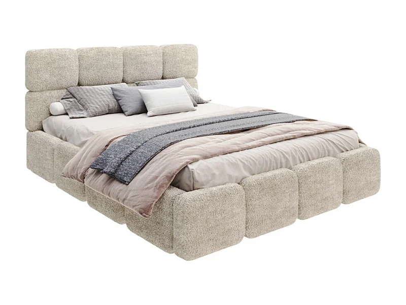 Lit coffre Delicato 160 x 200 cm avec sommier à lattes relevable Beige Foncé