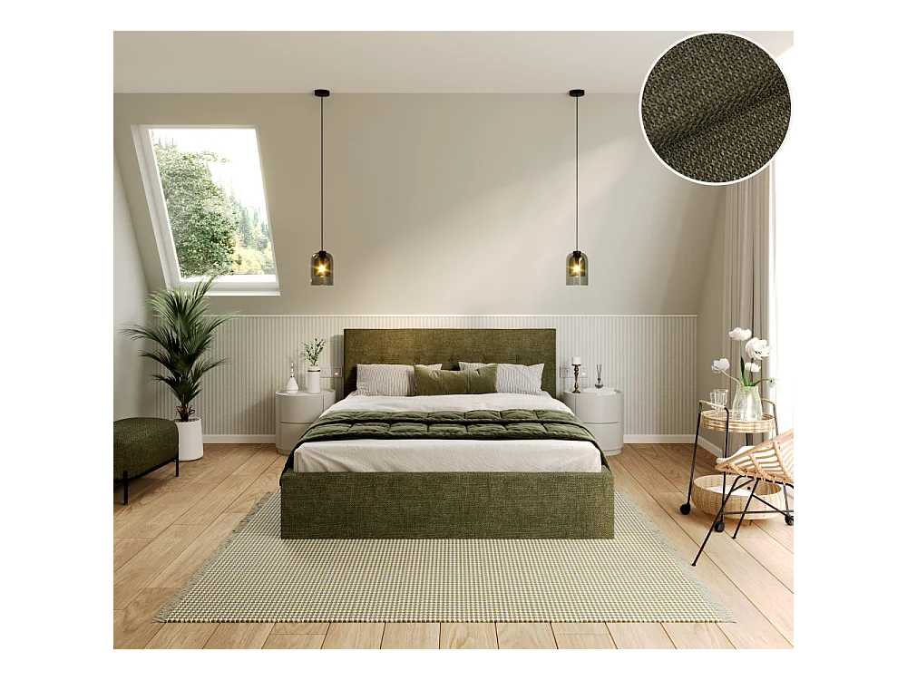 Lit coffre Tolsa 120 x 200 cm avec sommier à lattes relevable Vert olive