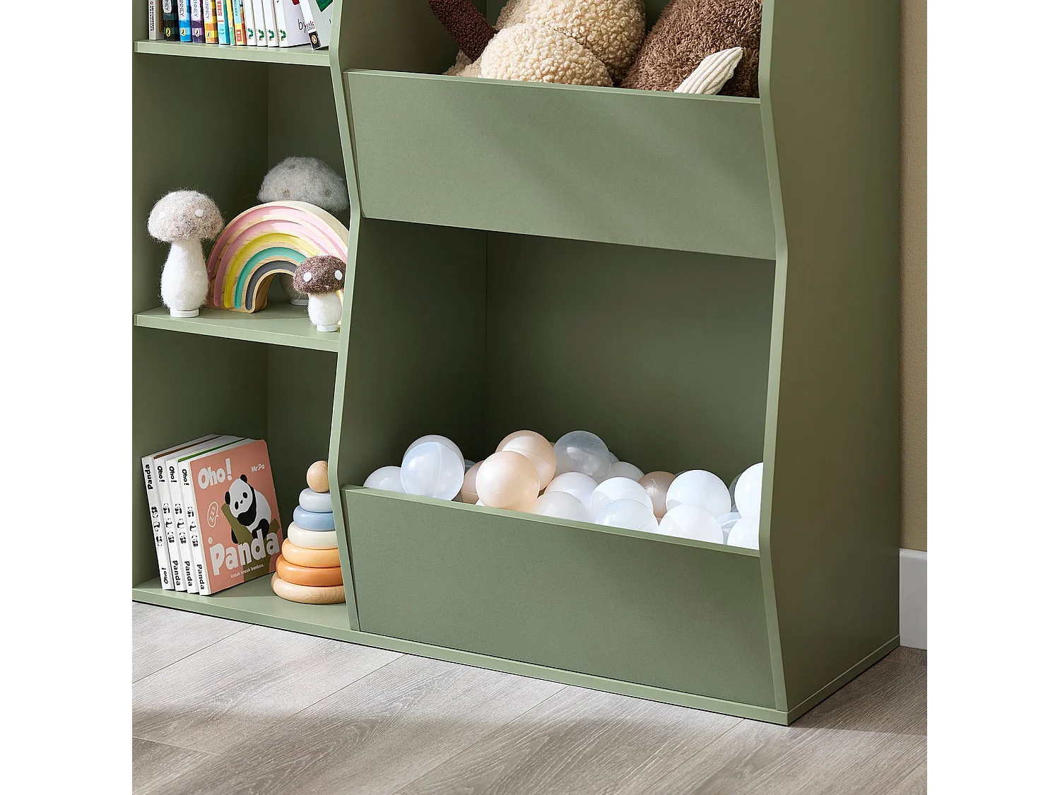 SoBuy Estante Montessori para crianças Estante para brinquedos com 5 compartimentos abertos Verde 80x34x104 cm