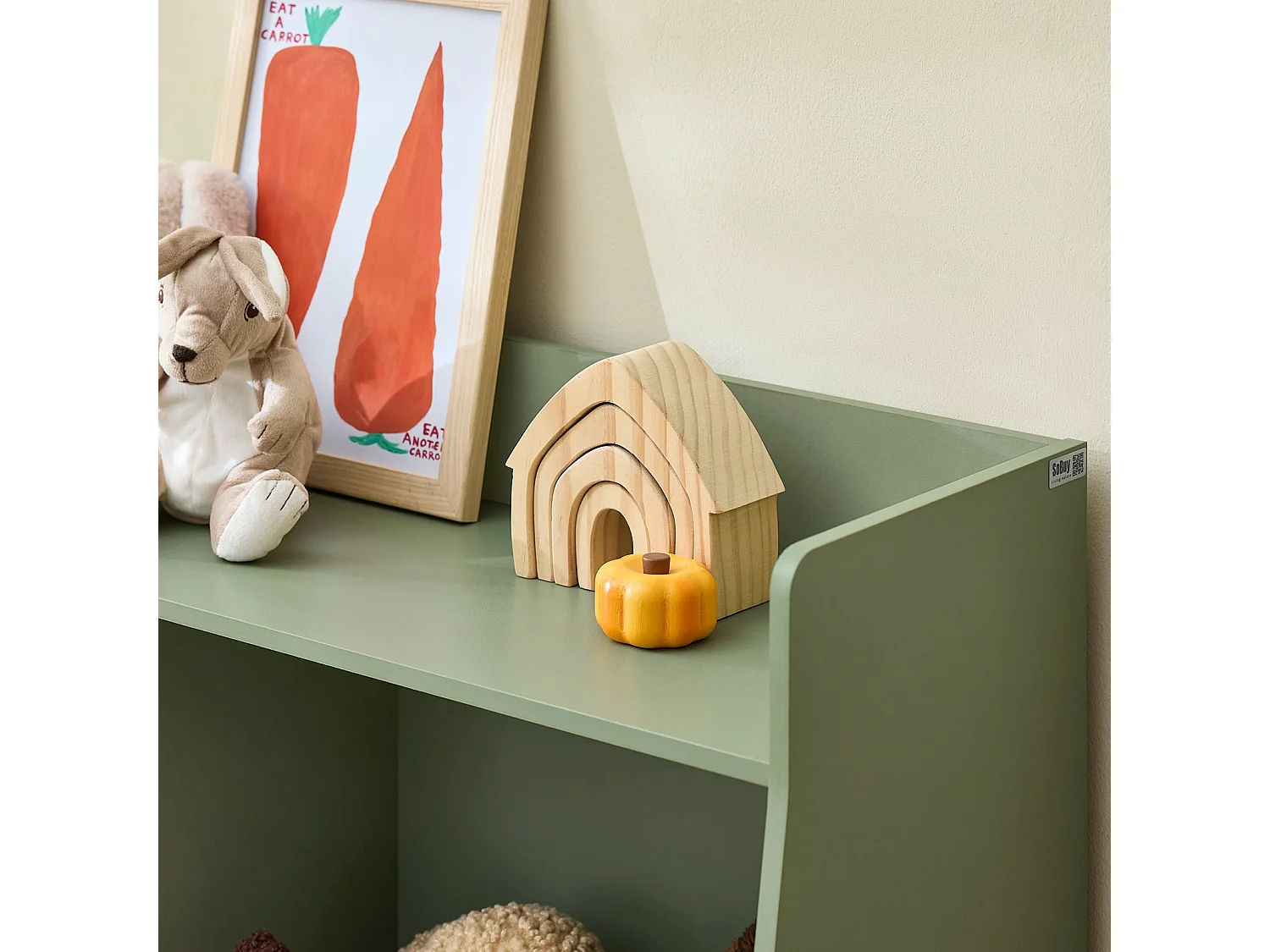 SoBuy Estante Montessori para crianças Estante para brinquedos com 5 compartimentos abertos Verde 80x34x104 cm