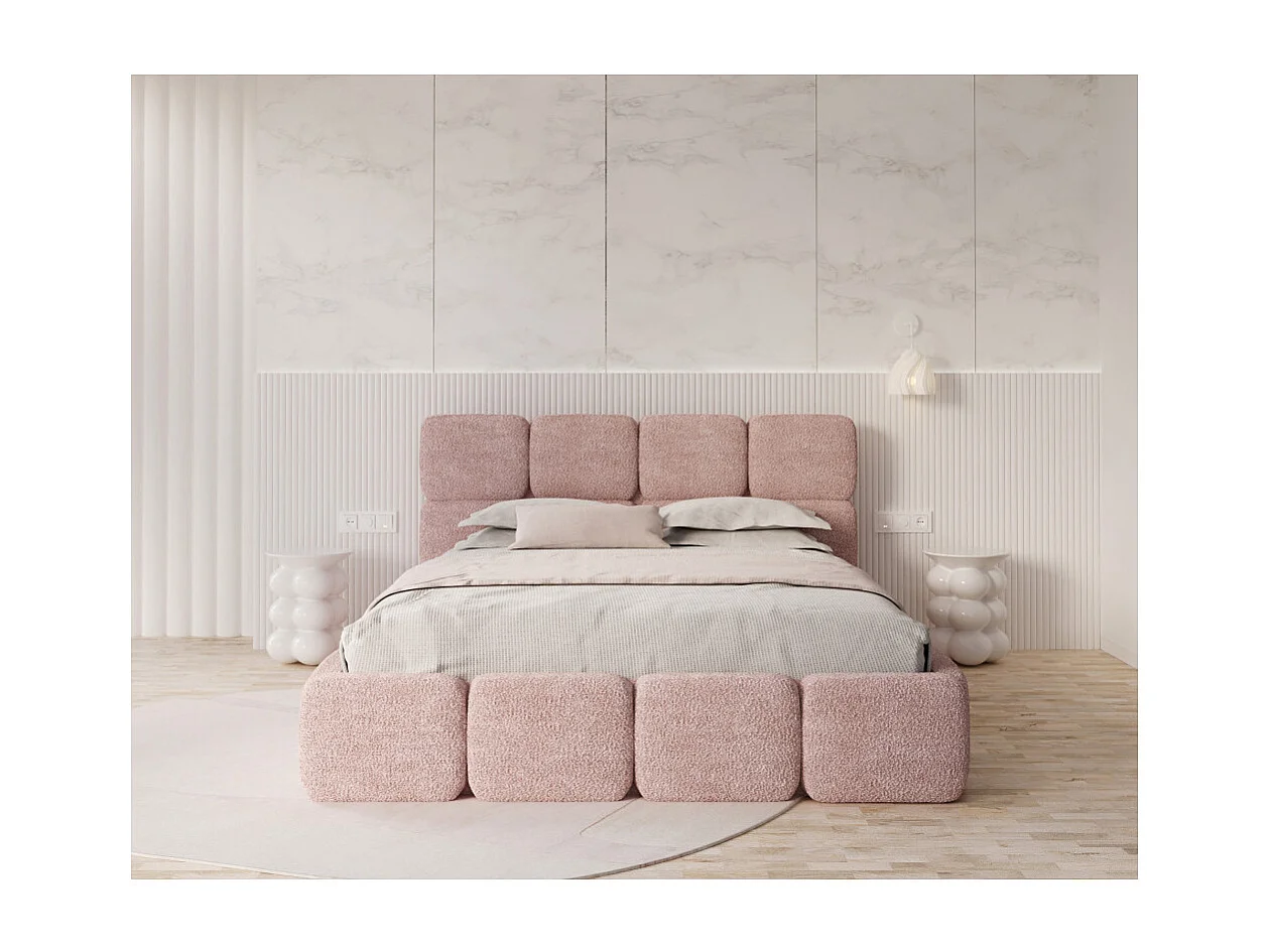 Lit coffre Delicato 180 x 200 cm avec sommier à lattes relevable Rose pâle