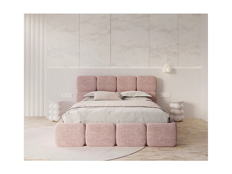 Lit coffre Delicato 180 x 200 cm avec sommier à lattes relevable Rose pâle