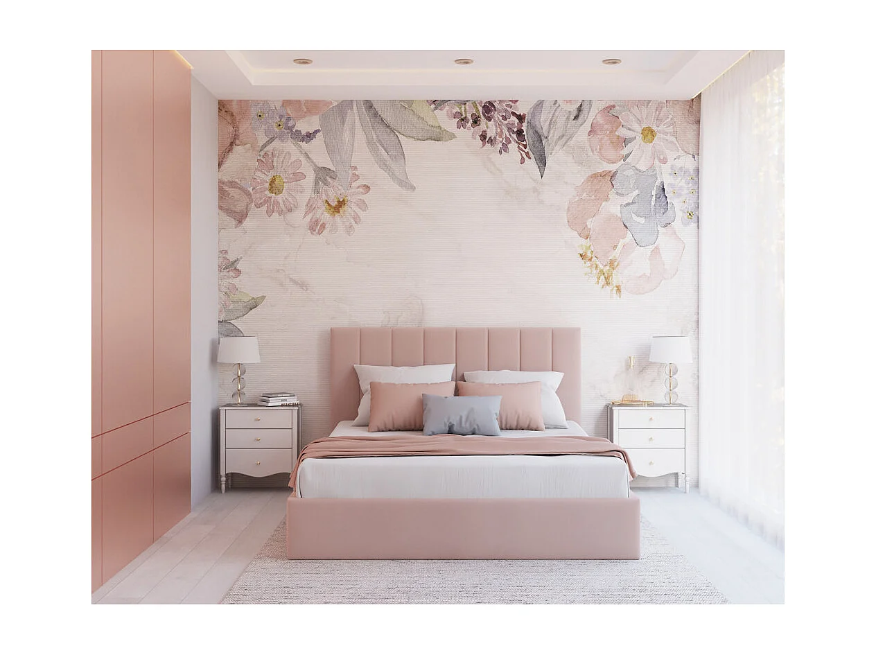 Lit coffre Lorado 140 x 200 cm avec sommier à lattes relevable Rose pâle