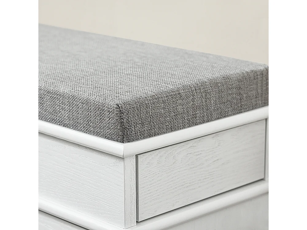 SoBuy Armario zapatero con banco de asiento para ahorrar espacio madera efecto envejecida blanco 75x24x51cm