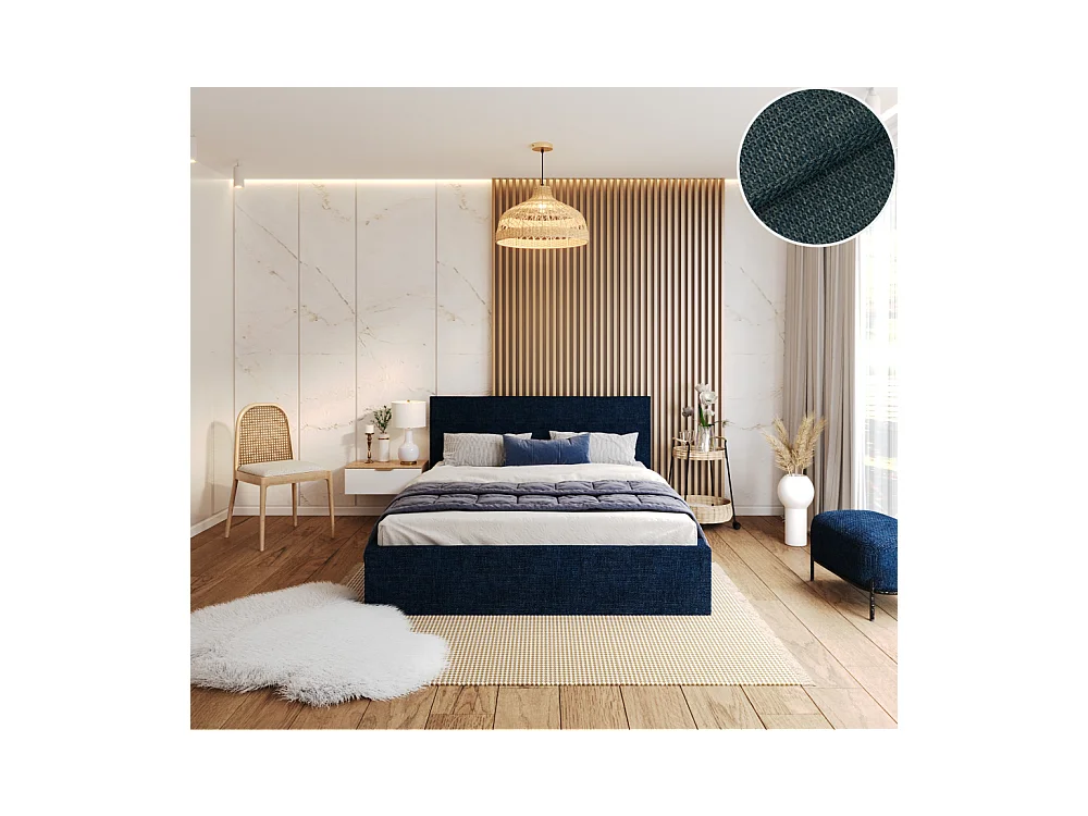 Lit coffre Tolsa 120 x 200 cm avec sommier à lattes relevable Bleu marine