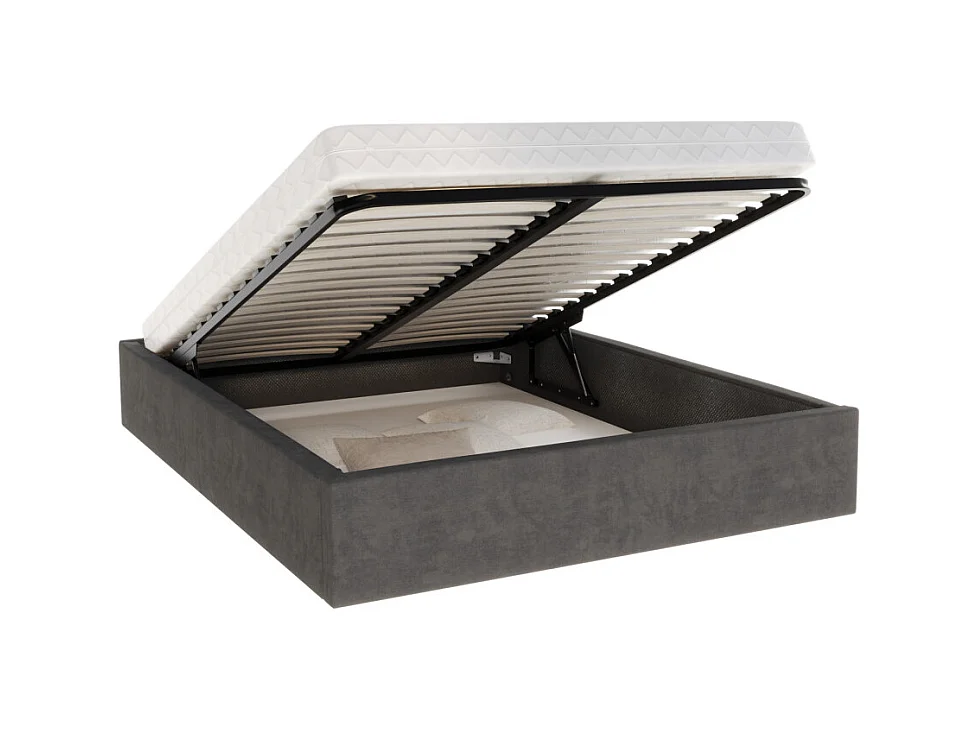 Lit coffre Orlane 160 x 200 cm avec sommier à lattes relevable Gris Foncé