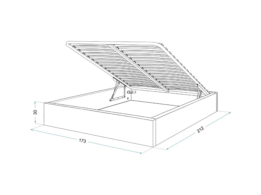 Lit coffre Orlane 160 x 200 cm avec sommier à lattes relevable Gris Foncé