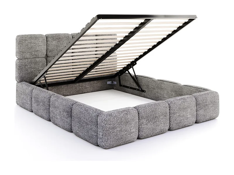 Lit coffre Delicato 140 x 190 cm avec sommier à lattes relevable Gris Foncé