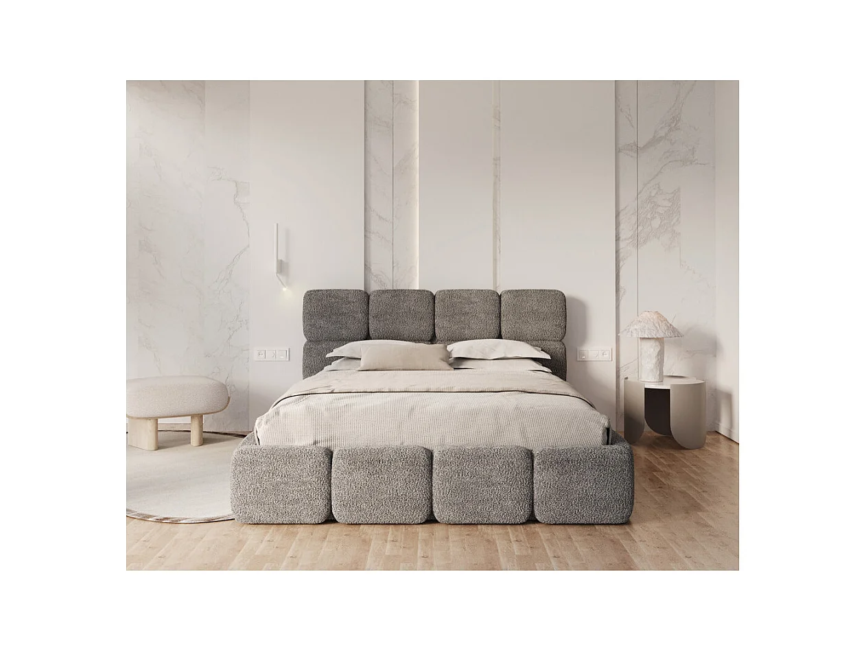 Lit coffre Delicato 140 x 190 cm avec sommier à lattes relevable Gris Foncé