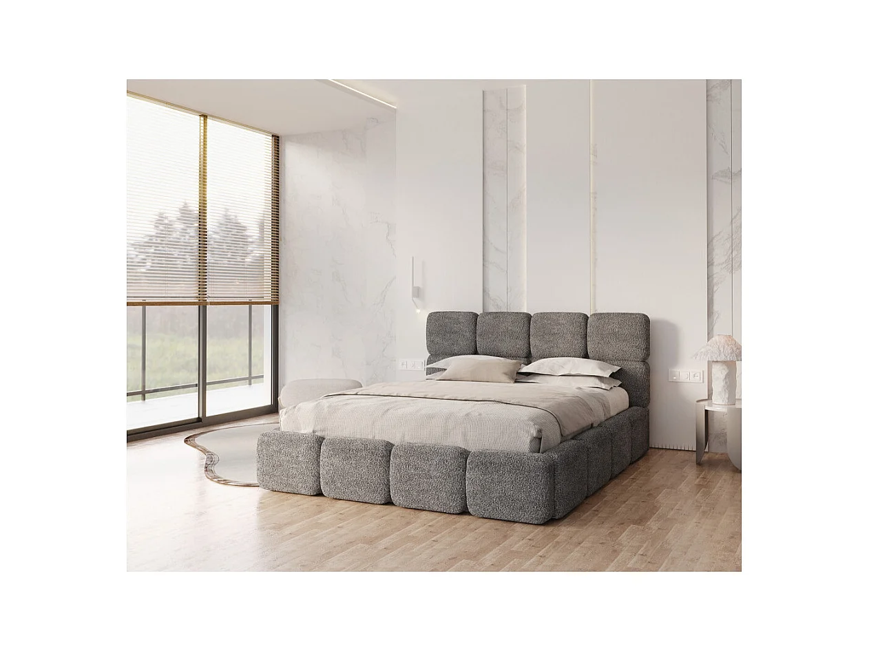 Lit coffre Delicato 140 x 190 cm avec sommier à lattes relevable Gris Foncé