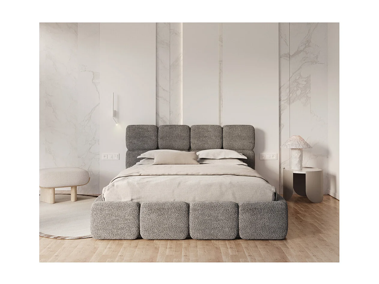 Lit coffre Delicato 140 x 190 cm avec sommier à lattes relevable Gris Foncé