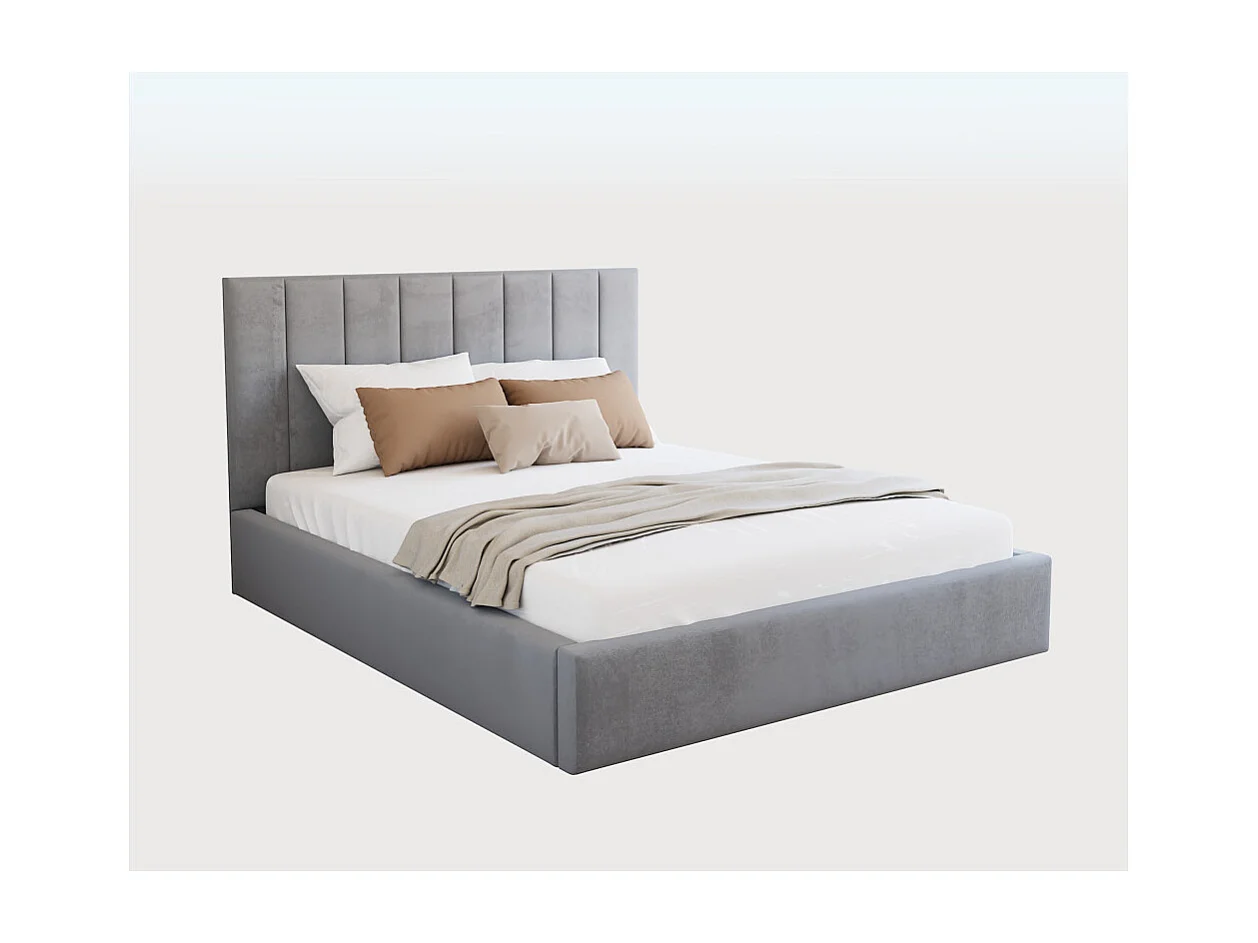 Lit coffre Lorado 140 x 200 cm avec sommier à lattes relevable Gris Clair