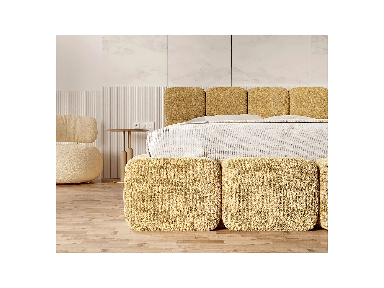 Lit coffre Delicato 180 x 200 cm avec sommier à lattes relevable Jaune miel