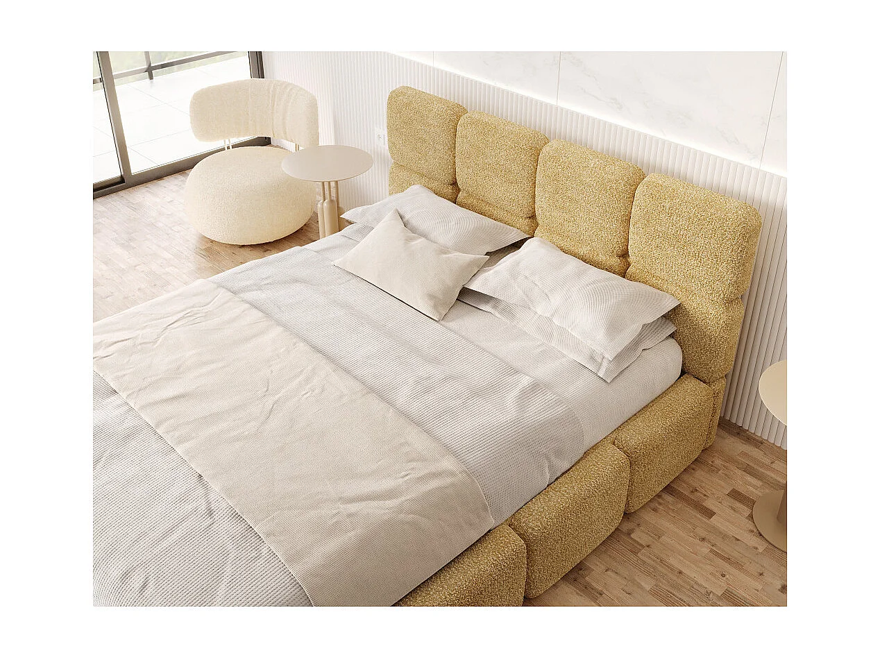 Lit coffre Delicato 180 x 200 cm avec sommier à lattes relevable Jaune miel