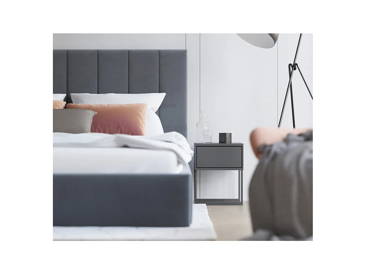 Lit coffre Lorado 140 x 200 cm avec sommier à lattes relevable Gris Foncé